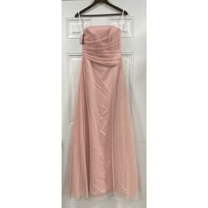 After six 6241 Net Over Matte Satin Rose Pink Bridesmaid Prom Dress Size 6 NWT